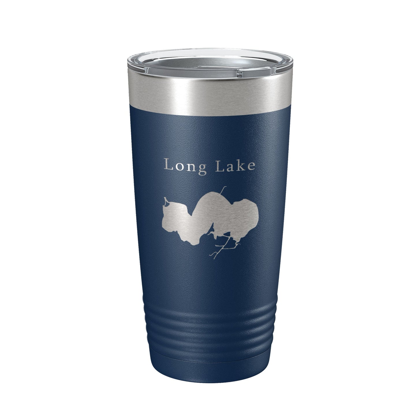 Long Lake Map Tumbler Travel Mug Insulated Laser Engraved Coffee Cup Illinois 20 oz