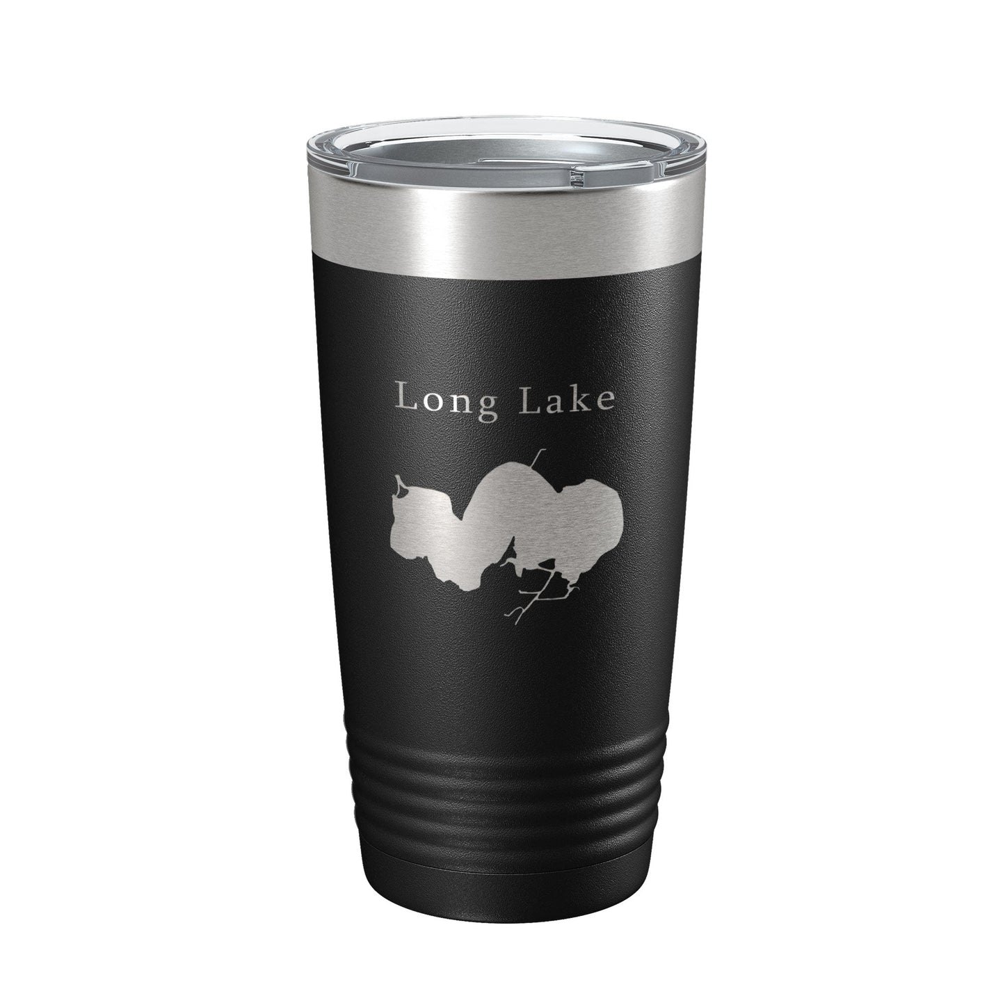 Long Lake Map Tumbler Travel Mug Insulated Laser Engraved Coffee Cup Illinois 20 oz