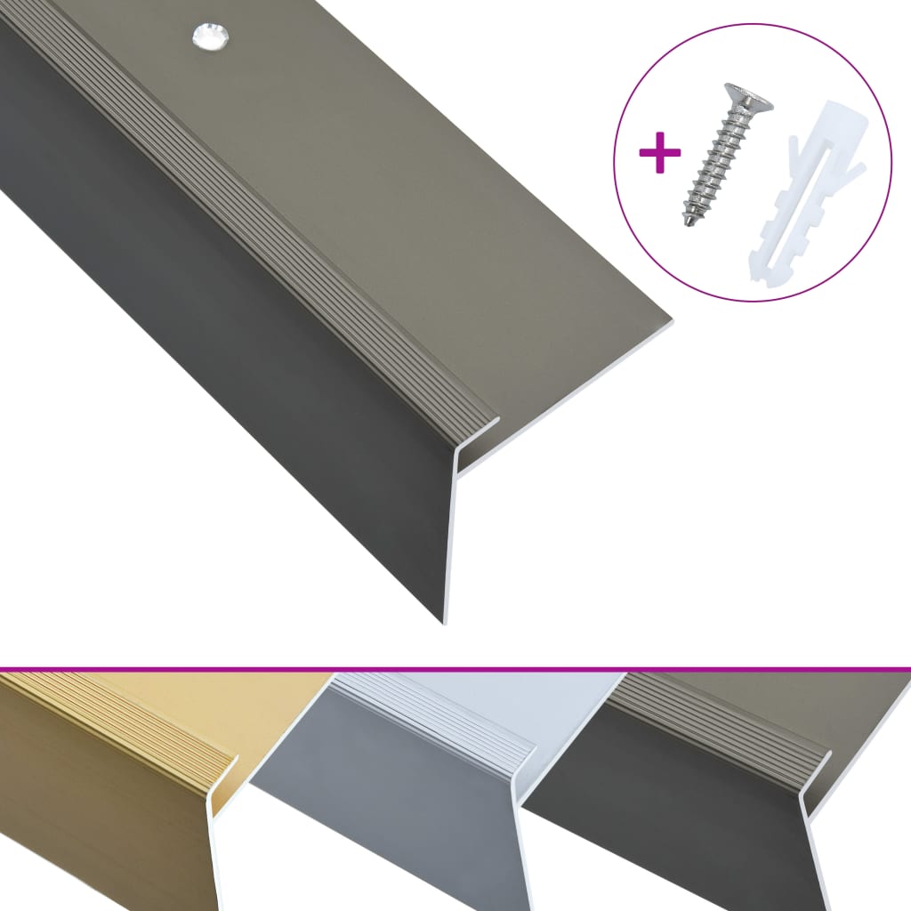 NNEVL F-shape Stair Nosings 15 pcs Aluminium 134 cm Brown-2