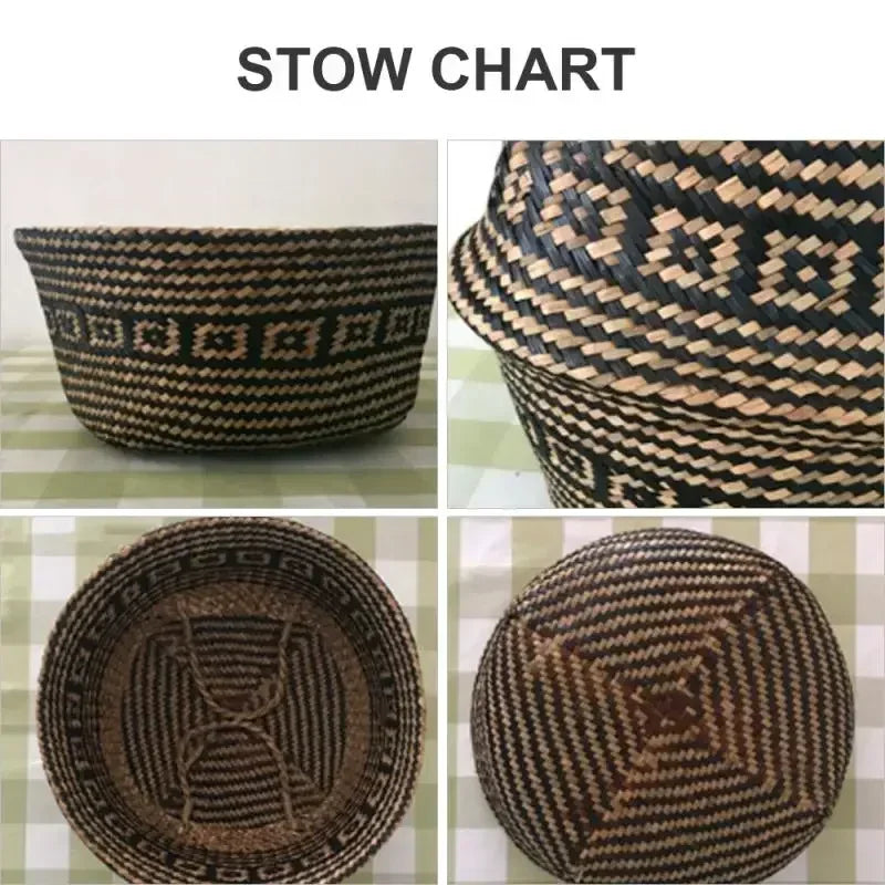 NNEOBA Foldable Handmade Rattan Woven Storage Basket-2