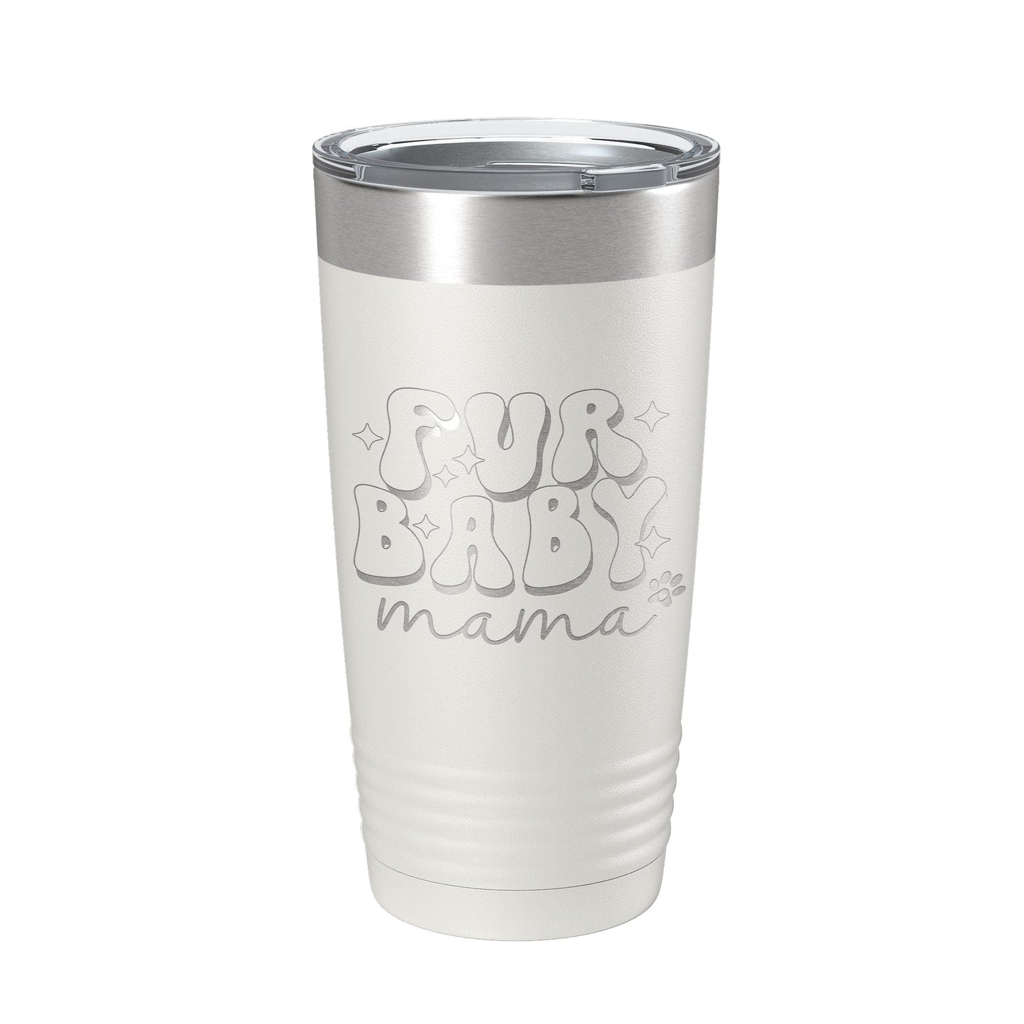 Fur Baby Mama Tumbler Dog Lover Travel Mug Gift Retro Insulated Laser Engraved Coffee Cup 20 oz-1