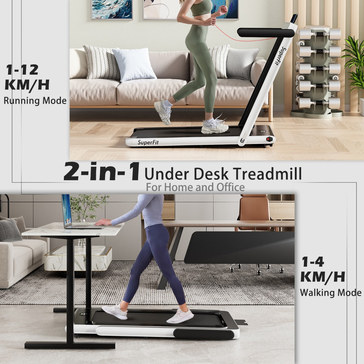 NNECW 3HP Electric Running Machine with LED Display & Workout APP for Home-Black-1