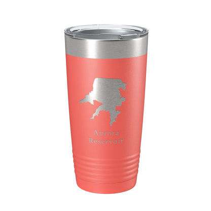 Aurora Reservoir Tumbler Lake Map Travel Mug Insulated Laser Engraved Coffee Cup Colorado 20 oz-20