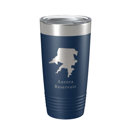 Aurora Reservoir Tumbler Lake Map Travel Mug Insulated Laser Engraved Coffee Cup Colorado 20 oz-8