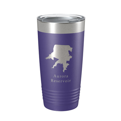 Aurora Reservoir Tumbler Lake Map Travel Mug Insulated Laser Engraved Coffee Cup Colorado 20 oz-15