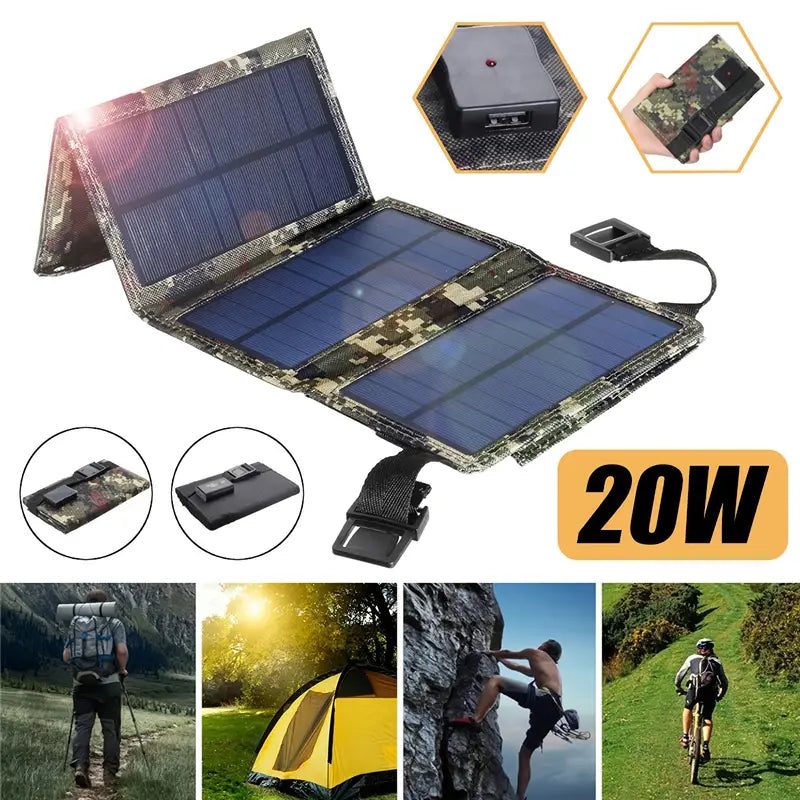 20W Portable Solar Panel Charger - Green-1