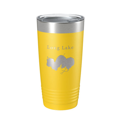 Long Lake Map Tumbler Travel Mug Insulated Laser Engraved Coffee Cup Illinois 20 oz