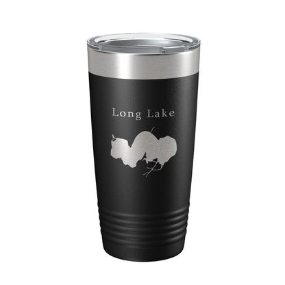 Long Lake Map Tumbler Travel Mug Insulated Laser Engraved Coffee Cup Illinois 20 oz