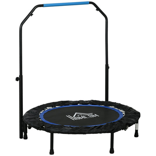 40" Foldable Mini Fitness Trampoline, with Adjustable Foam Handle, Blue-0