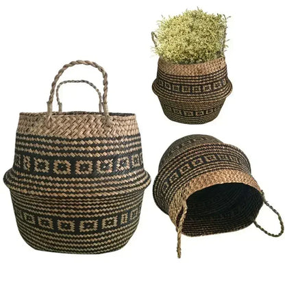 NNEOBA Foldable Handmade Rattan Woven Storage Basket-1