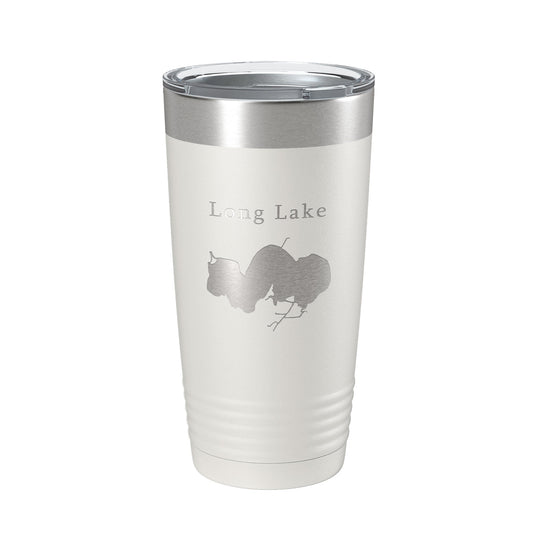 Long Lake Map Tumbler Travel Mug Insulated Laser Engraved Coffee Cup Illinois 20 oz