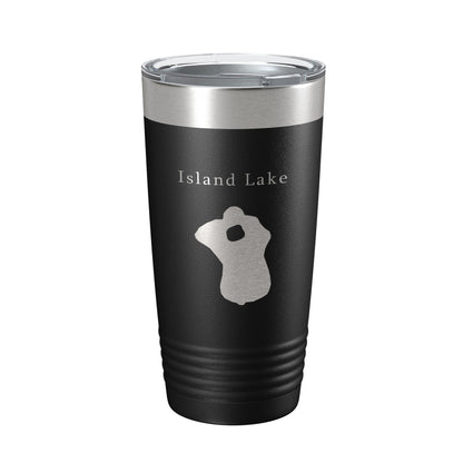 Island Lake Map Tumbler Travel Mug Insulated Laser Engraved Coffee Cup Florida 20 oz-0