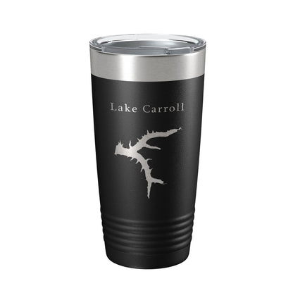Lake Carroll Map Tumbler Travel Mug Insulated Laser Engraved Coffee Cup Illinois 20 oz-0