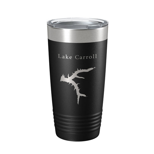 Lake Carroll Map Tumbler Travel Mug Insulated Laser Engraved Coffee Cup Illinois 20 oz-0