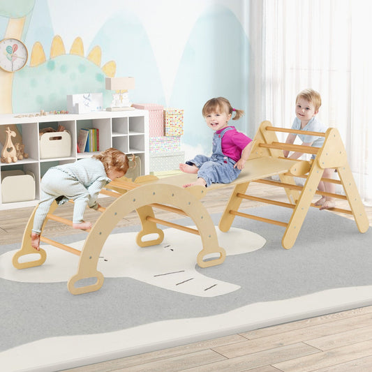 NNECW 7-in-1 Wood Triangle Climbing Toys for Toddlers 1+ Years Old-0