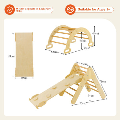 NNECW 7-in-1 Wood Triangle Climbing Toys for Toddlers 1+ Years Old-3